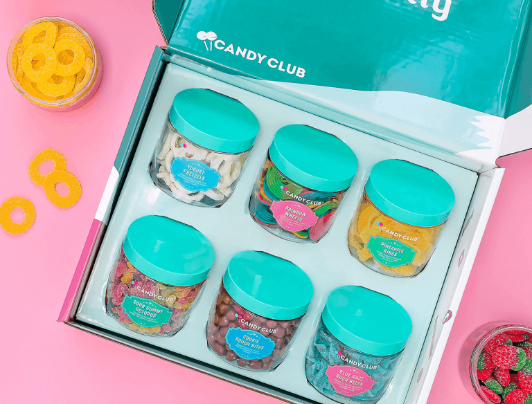 Candy Club subscription box with curated jars